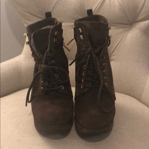 Michael Kors fall brown suede platform ankle boots